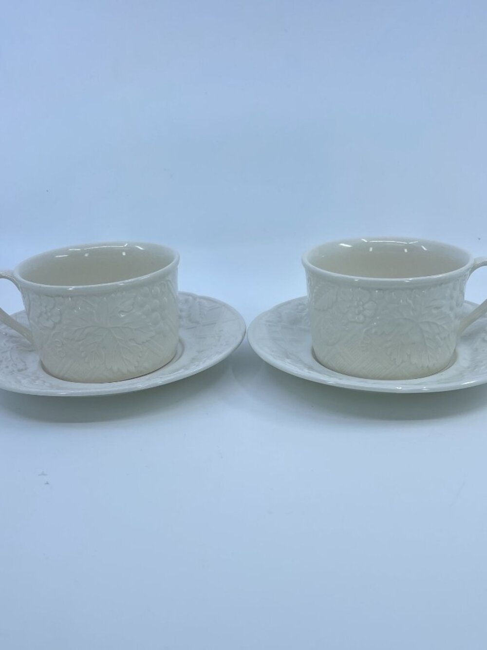 vintage mikasa english countryside tea cups & saucers set of 2 Embossed Floral D